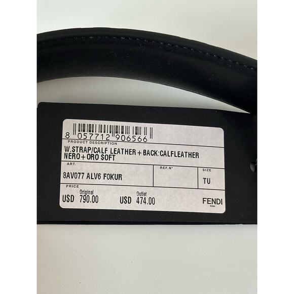 FENDI FF Logo Leather Strap Black Made in Italy NWT $790 - Picture 12 of 12